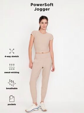Old Navy High-Waisted PowerSoft Jogger in Beige